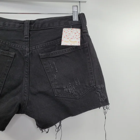 Free People Sofia Shorts Distressed Black Boho NEW